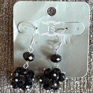 Black Beaded Dangle Earrings, Nickel & Lead free, 1.5” Dangle, Sparkly, NWT